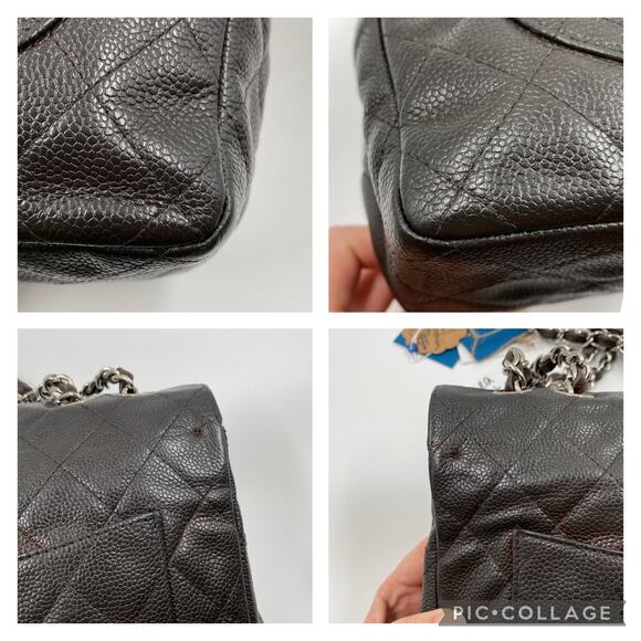 Chanel Jumbo Single Flap Caviar Bag Leather Brown Classic SHW Silver Hardware - Picture 9 of 16